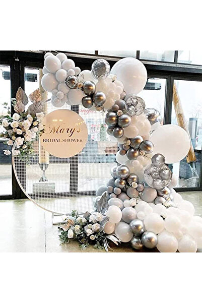 Generic 130-PCS White Silver Latex Decorative Balloon Arch Garland Set Wedding Birthday Party
