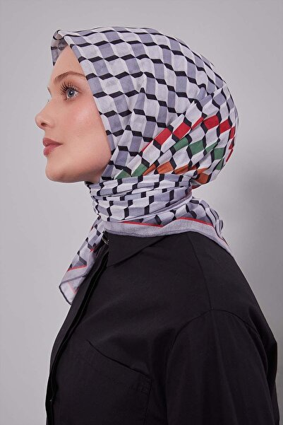 Levidor Gray Cube Pattern Soft Scarf