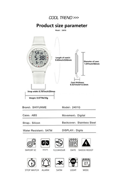 shiyunmei New men's and women's sports watches, timing alarms, night light multifunctional electronic watches