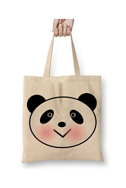 Toyaso Χαριτωμένη λευκή υφασμάτινη τσάντα Panda με μακριά λαβή Τσάντα αγορών ...