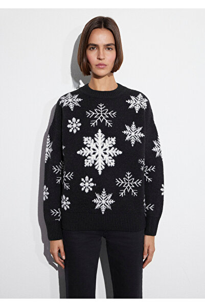 Mavi New Year's Themed Black Sweater Oversized / Wide Cut 1710861-900