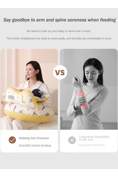 Generic Nursing Pillow Adjustable Breast Feeding Pillow Breastfeeding Essential, Removable Cover-Blue