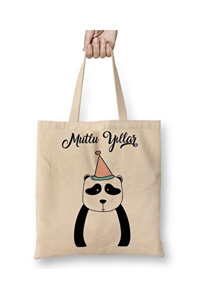 Toyaso La mulți ani cu panda drăguță Geantă de pânză albă Geantă de cumpărătu...