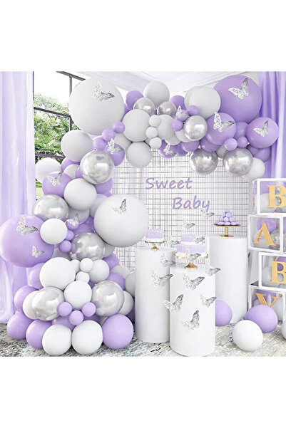 Generic مجموعة ملصقات الفراشات المقوسة من اللاتكس الفضي المعدني باللون الأبيض...