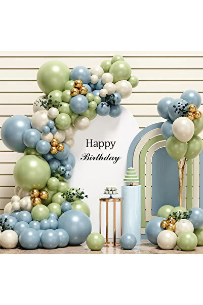 Generic طقم قوس جارلاند مكون من 116 قطعة من البالونات الذهبية والأزرق والأخضر...