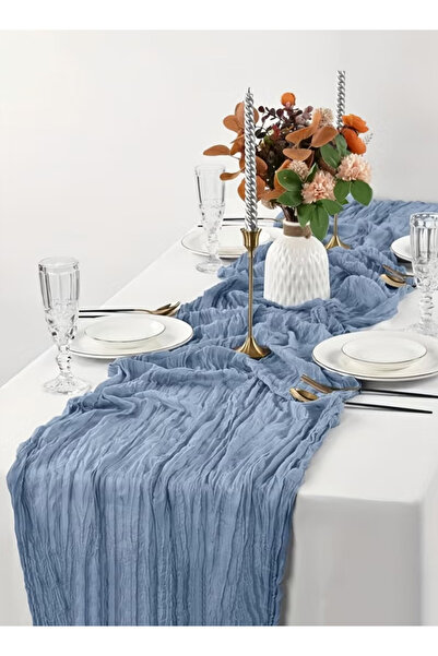 Generic مفرش طاولة، مفرش طاولة من الشاش مقاس 90 × 400 سم، مفرش طاولة شفاف على...