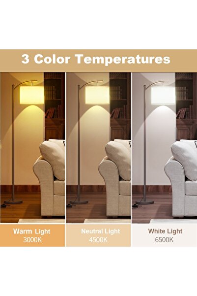 YESMAX Floor Lamp, Long Floor Lighting with 12W LED Bulb Modern Standing Lamp Reading Light for Living Room