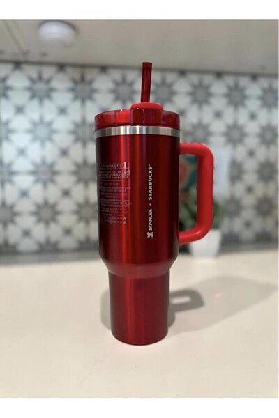 Generic Stanley Quencher H2.0 FlowState Stainless Steel Vacuum Insulated Tumbler Starbucks Red 40 oz