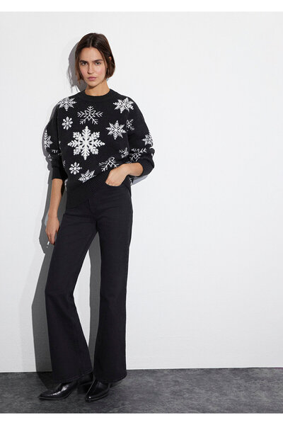 Mavi New Year's Themed Black Sweater Oversized / Wide Cut 1710861-900