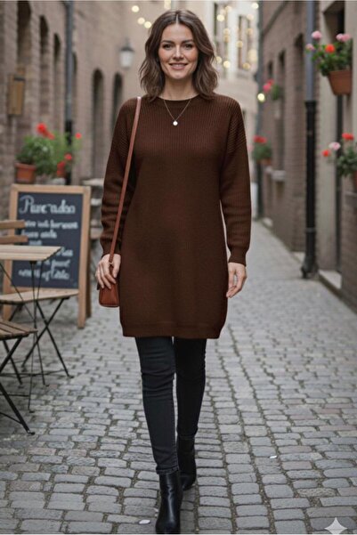 TRENDTESETTÜR KADIN KAHVE TRİKO TUNİK T 4744