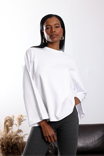 5in1Canpolat White Double Sleeve Basic T-Shirt 2625