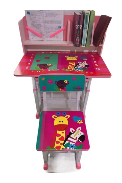 OEM Set birou și scaun reglabile pentru copii – Temă Girafă și Zebră (B 21)