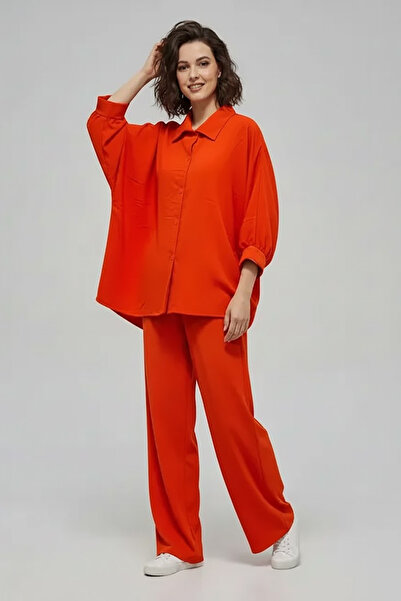 Muchmy 2 Pcs Women Co-ord Set Women Clothing Set Casual Girls Top Collar Shirt and Bottom Lady's Outfit