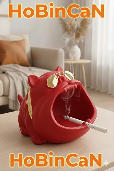 Pelirum Decorative Tabletop Trinket with Bulldog Figure Desktop Home Office Decoration Ashtray