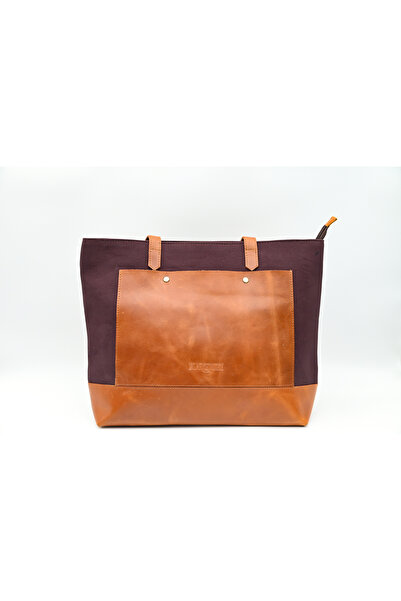 karenzi Artisanal Canvas & Genuine Leather Horizontal Tote Bag