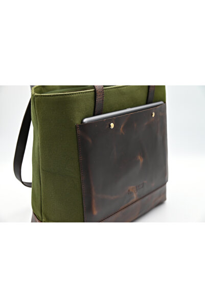 karenzi Artisanal Canvas & Genuine Leather Horizontal Tote Bag