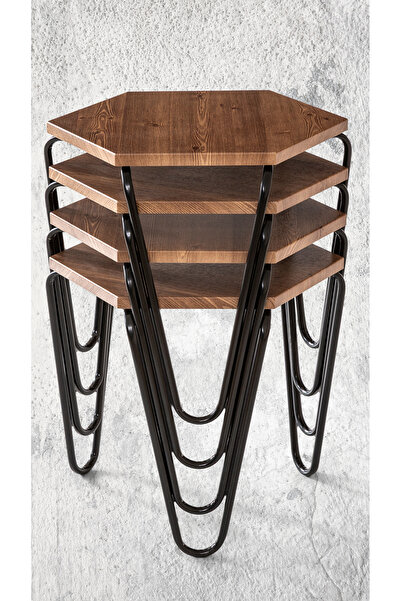 Veys Sehpa SİYAH AYAKLI - STATİK 4 LÜ PİRAMİT ZİGON SEHPA - antikceviz