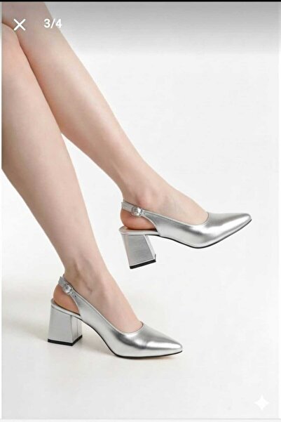 Henne Heeled Open-Back 7 Punt Casual Shoes Silver