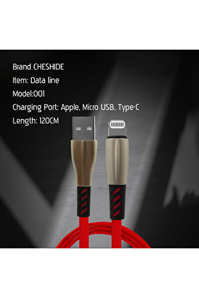 cheshide 120W 3-in-1 Fast Charging Data Line Model D01 with Apple Micro USB Type-C 120CM