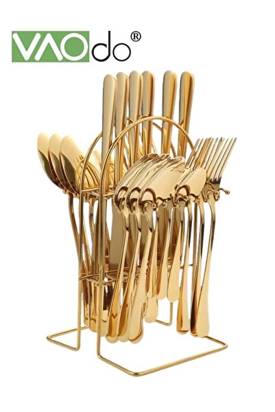VAODO 24PCS Tableware Set with Silverware Holder Stainless Steel Flatware Set Spoons Forks Knives,Utensils