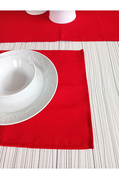 TırtılPitiPiti Red Premium Linen Fabric 2-Piece American Tablecloth Set