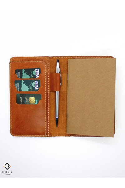 Cozy Leather Hakiki Deri Organizer Notluk – Kartlık, Kalem Bölmeli, El Yapımı...