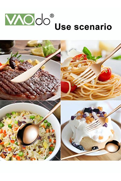 VAODO 24PCS Stainless Steel Cutlery Set Silverware Set Service 6 With Steak Knife Mirror Polished Tablewar