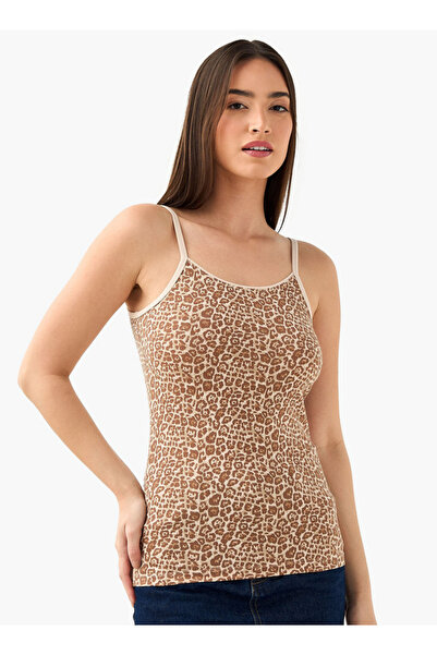 FAV Slim Fit Camisole with Animal Print Cotton Blend