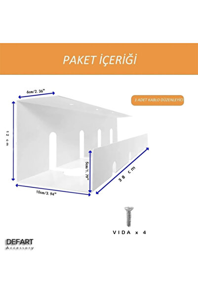 DEFART Kablo Yönetim Rafı Masa Altı Kablo Yönetim Tepsisi Masa Altı Beyaz Kab...