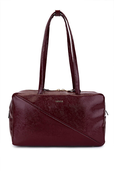 Tamer Tanca Kadın Suni Deri Bordo Rugan Kol Çantası