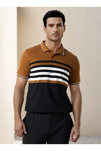 FAV Striped Polo T-shirt with Short Sleeves