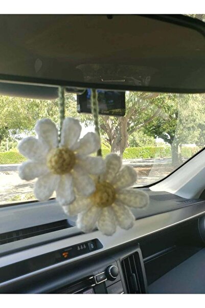 Bukela قلادة زينة سيارة مصنوعة يدويًا على شكل زهرة الأقحوان