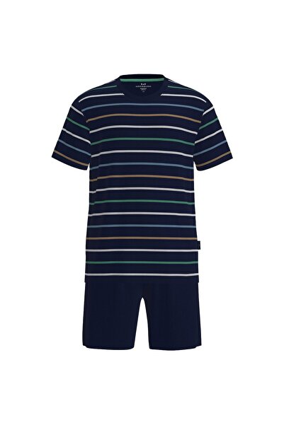 Götzburg Herren Schlafanzug, kurz - Shorty, Rundhalsausschnitt, gestreift, Ba...