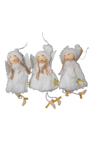 First Choice Christmas tree ornament 3/set, white angel with gold heart, 18cm, realistic design