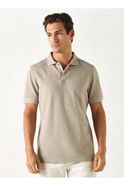 FAV Textured Polo T-shirt with Short Sleeves and Button Closure