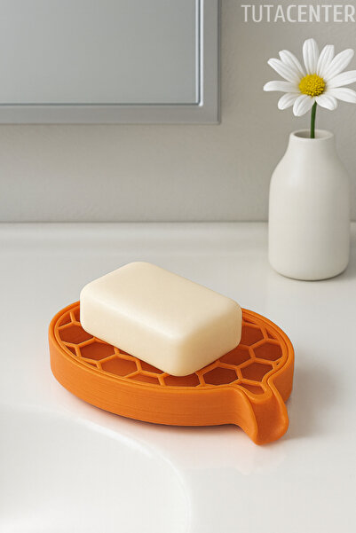 TUTACENTER Honeycomb Patterned Water Draining Soap Dish Stand Modern Bathroom...