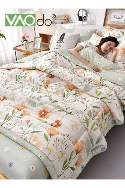 VAODO Queen Size Quilt Overall washable Soft Blanket Washed Cotton Material Bed Quilt Soft and Breathabl