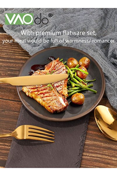 VAODO 24PCS Tableware Set with Silverware Holder Stainless Steel Flatware Set Spoons Forks Knives,Utensils