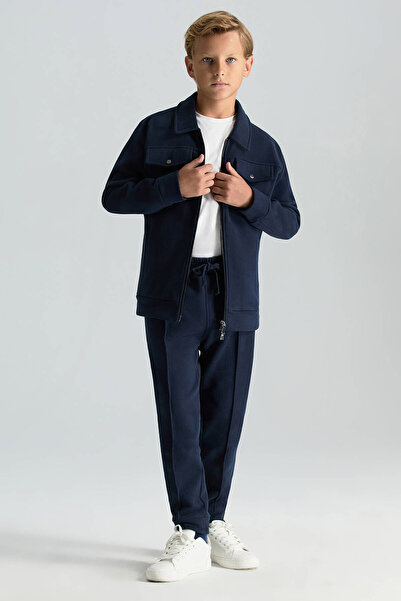 Hemington Saf Pamuk Metal Düğmeli Lacivert Spor Çocuk Ceket