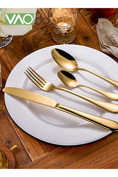 VAODO 24PCS Tableware Set with Silverware Holder Stainless Steel Flatware Set Spoons Forks Knives,Utensils