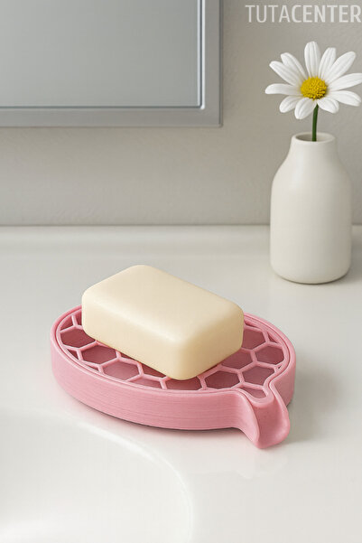 TUTACENTER Honeycomb Patterned Water Draining Soap Dish Stand Modern Bathroom Stand