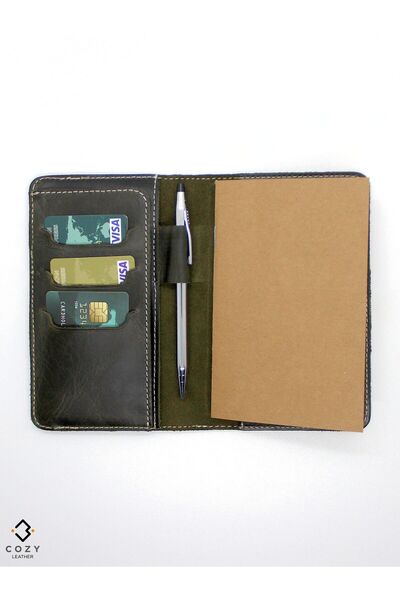 Cozy Leather Hakiki Deri Organizer Notluk – Kartlık, Kalem Bölmeli, El Yapımı...