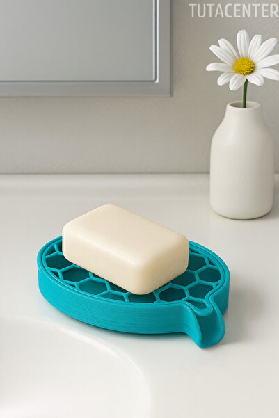 TUTACENTER Honeycomb Patterned Water Draining Soap Dish Stand Modern Bathroom Stand