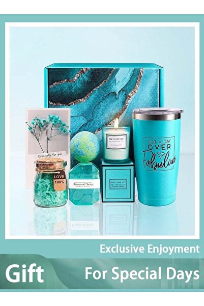 Arabest صندوق هدايا رمضاني فاخر للزوجة والابنة والصديقة - كوب 20 أونصة، شمعة معطرة، وصابون استحمام