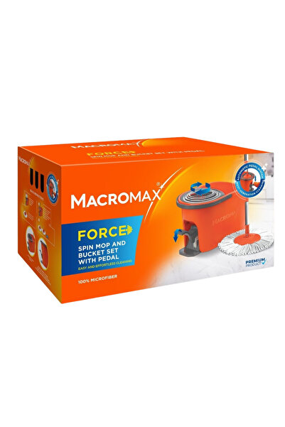 MACROMAX مجموعة ممسحة فورس سبين مع دواسة دوارة 360 درجة