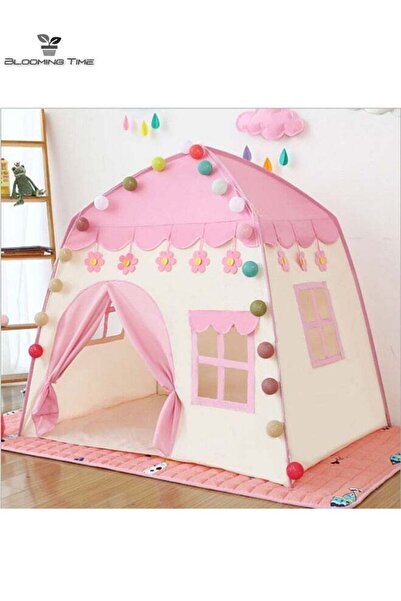BLOOMING TIME خيمة لعب للأطفال - بيت لعب قابل للطي للأطفال (وردي)