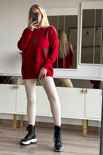 CİDDE Γυναικείο πλεκτό πουλόβερ με σχέδιο μπακλαβά Μήκος 77 εκ.