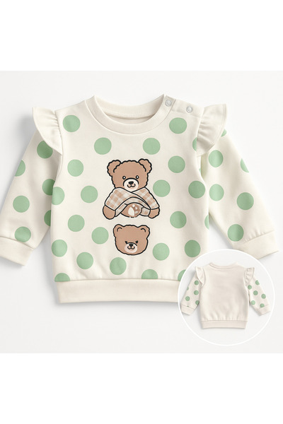 moukou Baby Girl Happiness Themed Teddy Bear 2-Piece Set – Comfortable Casual Set Cotton