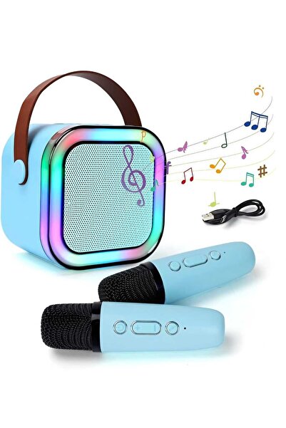 OEM Set karaoke cu 2 microfoane și boxă roz/ albastru