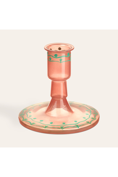 Zsa Zsa Zsu Aravalı El Boyaması Şamdan 8x8x9 Cm Turuncu